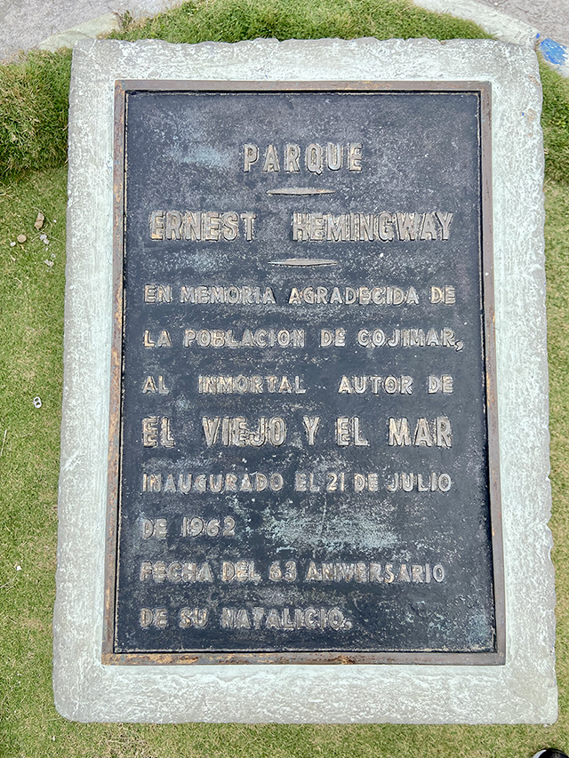 Ernest Hemingway Park Plaque